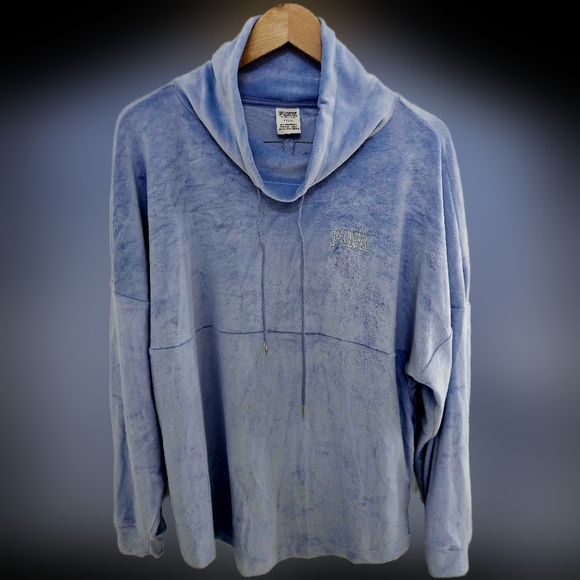 Victoria's Secret Light blue VELOUR VARSITY COWL -READ DESCRIPTION - Picture 5 of 12